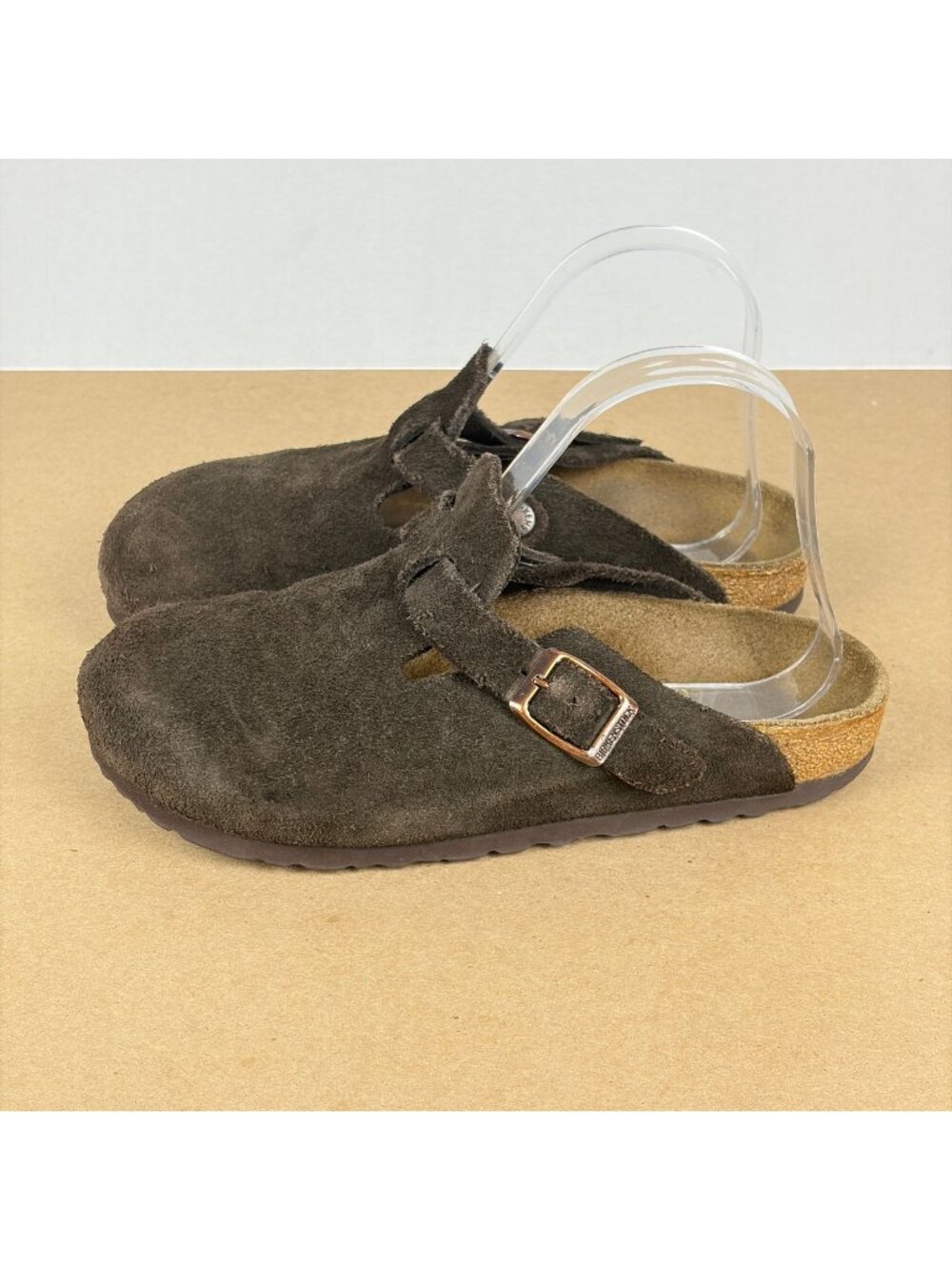 Birkenstock Boston Suede Clogs Womens 5 EU 36 Brown Slip On Buckle Detail Mules